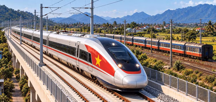 Dự án Đường sắt tốc độ cao trên trục Bắc - Nam có sơ bộ tổng mức đầu tư khoảng 1.713.548 tỷ đồng, dự kiến đưa vào khai thác, vận hành từ năm 2035. Phối cảnh: Phú An