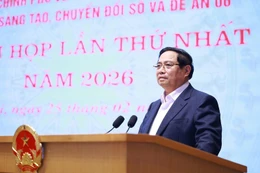 Thủ tướng Phạm Minh Chính, Trưởng Ban Chỉ đạo của Chính phủ về phát triển khoa học, công nghệ, đổi mới sáng tạo, chuyển đổi số và Đề án 06, chủ trì phiên họp lần thứ nhất năm 2026 của Ban Chỉ đạo - Ảnh: VGP/Nhật Bắc. 