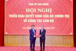 Trưởng Ban Tổ chức Trung ương Lê Minh Hưng trao quyết định cho ông Phan Thăng An. Ảnh: Báo Cao Bằng