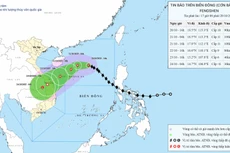 Dự báo hướng di chuyển của bão số 12 - Ảnh: Trung tâm dự báo khí tượng thủy văn quốc gia