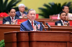 Tổng Bí thư Tô Lâm đọc diễn văn bế mạc Đại hội XIV - Ảnh: daihoidangtoanquoc.vn