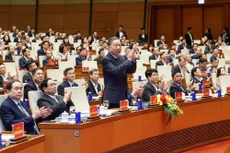 Tổng Bí thư Tô Lâm, Chủ tịch nước Lương Cường, Thủ tướng Chính phủ Phạm Minh Chính, Chủ tịch Quốc hội Trần Thanh Mẫn, Thường trực Ban Bí thư Trần Cẩm Tú và các đại biểu dự Hội nghị - Ảnh: VGP/Nhật Bắc