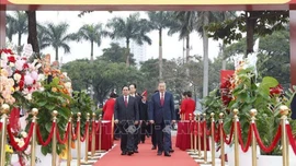 Tổng Bí thư Tô Lâm, Thủ tướng Phạm Minh Chính dự Lễ khởi công dự án xây dựng Bảo tàng Đảng Cộng sản Việt Nam - Ảnh: TTXVN