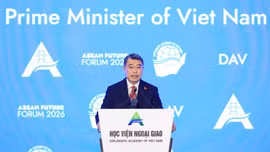 Thủ tướng Chính phủ Lê Minh Hưng phát biểu tại phiên khai mạc Diễn đàn Tương lai ASEAN 2026 - Ảnh: VGP/Nhật Bắc