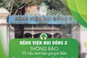 Bệnh viện Nhi Đồng 2 thông báo về việc mời chào giá
