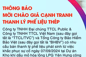 Thông báo mời chào giá cạnh tranh thanh lý phế liệu thép