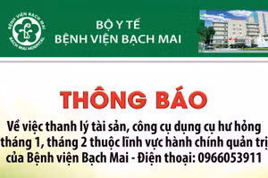 Bệnh viện Bạch Mai thông báo thanh lý tài sản