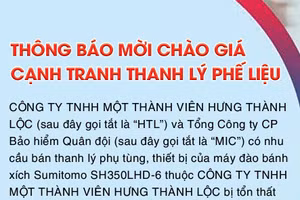 Thông báo mời chào giá cạnh tranh thanh lý phế liệu