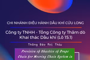Chi nhánh Điều hành Dầu khí Cửu Long - Công ty TNHH - Tổng Công ty Thăm dò Khai thác Dầu khí (Lô 15.1) thông báo mời thầu