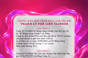 Thông báo mời chào giá cạnh tranh thanh lý phế liệu Clinker