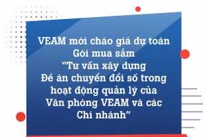 Mời chào giá dự toán gói mua sắm Tư vấn xây dựng Đề án chuyển đổi số trong hoạt động quản lý của Văn phòng VEAM và các Chi nhánh