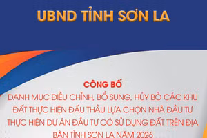 Danh mục điều chỉnh các khu đất thực hiện đấu thầu lựa chọn nhà đầu tư thực hiện dự án đầu tư có sử dụng đất trên địa bàn tỉnh Sơn La năm 2026