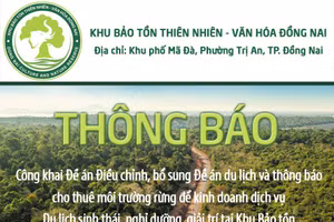 Khu Bảo tồn thiên nhiên - Văn hóa Đồng Nai thông báo