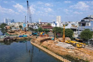 Dự án Nạo vét, xây dựng hạ tầng, cải tạo môi trường bờ Bắc kênh Đôi trên địa bàn Quận 8 (TP.HCM) dự kiến hoàn thành năm 2028. Ảnh: Anh Tú