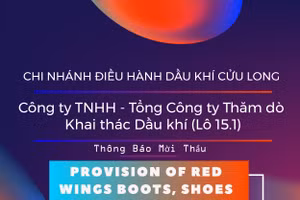 Chi nhánh Điều hành Dầu khí Cửu Long - Công ty TNHH - Tổng Công ty Thăm dò Khai thác Dầu khí (Lô 15.1) thông báo mời thầu