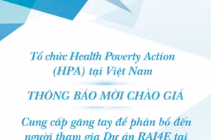 Tổ chức Health Poverty Action thông báo mời chào giá găng tay kiểm tra