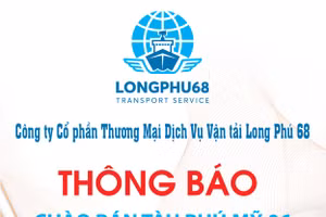 Công ty cổ phần Thương mại dịch vụ vận tải Long Phú 68 thông báo chào bán tàu Phú Mỹ 06