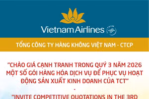 Tổng công ty Hàng không Việt Nam - CTCP thông báo mời chào giá cạnh tranh
