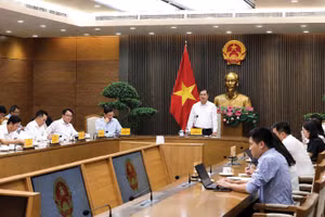 Phó Thủ tướng Thường trực Phạm Gia Túc làm việc với Bộ Tài chính cùng các bộ, ngành, hiệp hội để rà soát vướng mắc và đề xuất sửa đổi Luật Đấu thầu. Ảnh: Phương Nguyên