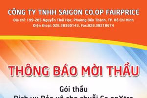 Công ty TNHH Saigon Co.op Fairprice thông báo mời thầu