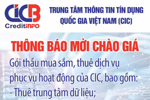 Trung tâm thông tin tín dụng Quốc gia Việt Nam (CIC) thông báo mời chào giá 