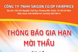 Công ty TNHH Saigon Co.op Fairprice thông báo gia hạn mời thầu