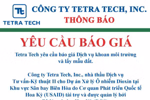 Công ty Tetra Tech, Inc. (Tetra Tech) thông báo mời chào giá