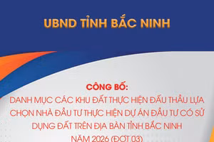 Danh mục các khu đất thực hiện đấu thầu lựa chọn nhà đầu tư thực hiện dự án đầu tư có sử dụng đất trên địa bàn tỉnh Bắc Ninh năm 2026 (đợt 03)