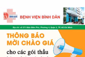 Bệnh viện Bình dân thông báo mời chào giá các gói thầu hàng hóa và dịch vụ