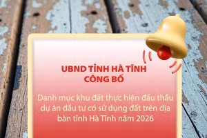 Danh mục khu đất thực hiện đấu thầu dự án đầu tư có sử dụng đất trên địa bàn tỉnh Hà Tĩnh năm 2026