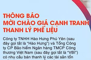 Thông báo mời chào giá cạnh tranh thanh lý phế liệu