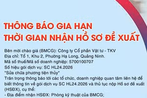 Công ty CP Vật tư - TKV thông báo gia hạn thời gian nhận HSĐX gói DV SC HL24.2026 