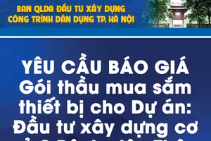 Ban Quản lý dự án đầu tư xây dựng công trình Dân dụng thành phố Hà Nội yêu cầu báo giá
