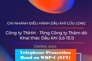Chi nhánh Điều hành Dầu khí Cửu Long - Công ty TNHH - Tổng Công ty Thăm dò Khai thác Dầu khí (Lô 15.1) thông báo mời thầu