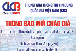 Trung tâm thông tin tín dụng Quốc gia Việt Nam (CIC) thông báo mời chào giá 