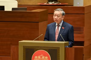 Tổng Bí thư Tô Lâm phát biểu chỉ đạo tại phiên khai mạc Kỳ họp thứ Nhất, Quốc hội khóa XVI sáng 6/4 - Ảnh: VGP