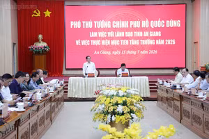 Phó Thủ tướng Chính phủ Hồ Quốc Dũng làm việc với tỉnh An Giang - Ảnh: VGP/Gia Huy