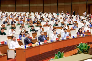 Tổng Bí thư, Chủ tịch nước Tô Lâm, Thủ tướng Chính phủ Lê Minh Hưng, Chủ tịch Quốc hội Trần Thanh Mẫn, Thường trực Ban Bí thư Trần Cẩm Tú và các đồng chí lãnh đạo Đảng, Nhà nước, và ccs địa biểu dự hội nghị - Ảnh: VGP/Nhật Bắc