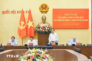 Chủ tịch Quốc hội Trần Thanh Mẫn chủ trì Hội nghị - Ảnh: TTXVN