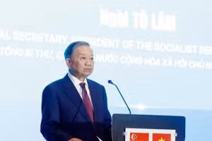 Tổng Bí thư, Chủ tịch nước Tô Lâm phát biểu tại Diễn đàn Kết nối công nghệ Việt Nam-Singapore - Ảnh: TTXVN