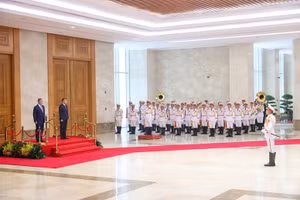 Lễ đón Thủ tướng Campuchia Hun Manet thăm chính thức Việt Nam và tham dự Diễn đàn Tương lai ASEAN lần thứ ba - Ảnh: VGP/Nhật Bắc