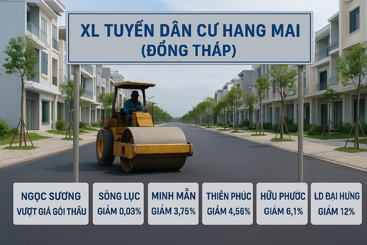 Gói thầu xây lắp Tuyến dân cư Hang Mai (Đồng Tháp): Hủy thầu lần 1, mời thầu lại vẫn duy trì mức cạnh tranh cao