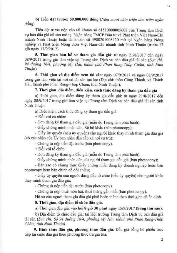 Đấu giá quyền sử dụng đất tại TP.Phan Rang – Tháp Chàm, Ninh Thuận ảnh 2