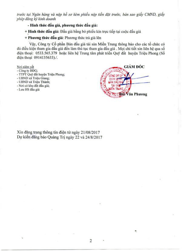 Đấu giá quyền sử dụng đất tại huyện Triệu Phong, Quảng Trị ảnh 2