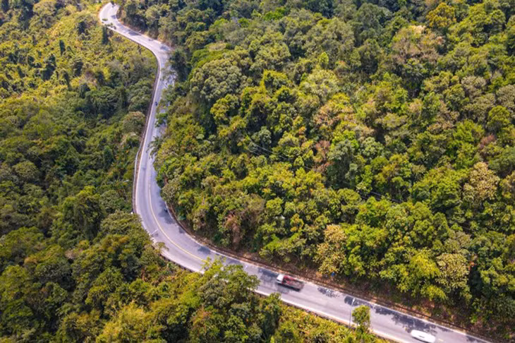 Một đoạn đèo Bảo Lộc nhìn từ trên cao