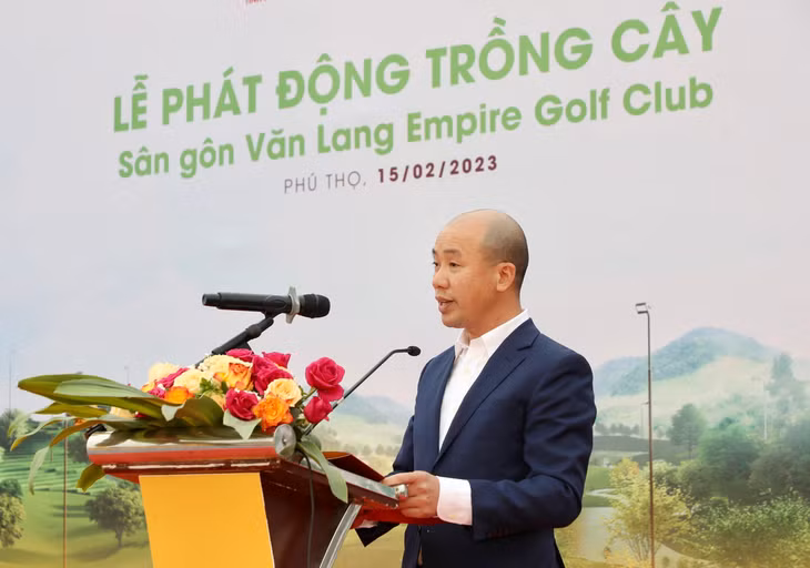 Ông Nhữ Văn Hoan, Tổng Giám đốc Vùng Trung du và miền núi phía Bắc của T&amp;T Group, kiêm Tổng Giám đốc Công ty T&amp;T Golf phát biểu tại Lễ phát động.