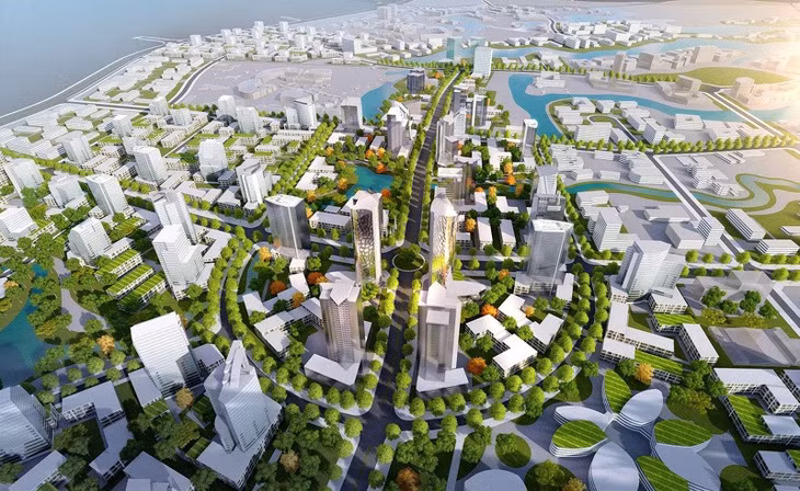 Phối cảnh Khu đô thị Hòa Lạc 17.274 ha, thuộc địa giới hành chính 2 huyện Quốc Oai, Thạch Thất và thị xã Sơn Tây