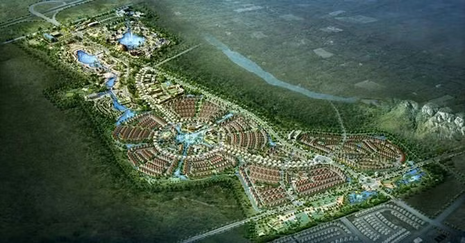 Phối cảnh Dự án Khu du lịch sinh thái và vui chơi giải trí Tuần Châu Hà Tây tại xã Sài Sơn, huyện Quốc Oai