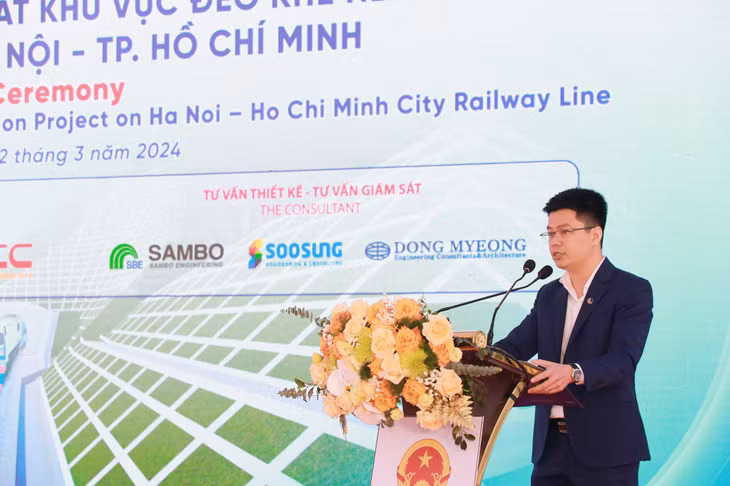 Ông Ngọ Trường Nam, Tổng giám đốc Tập đoàn Đèo Cả phát biểu tại Lễ triển khai thi công