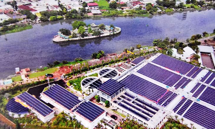 Nhà máy xử lý nước thải Tham Lương - Bến Cát nằm bên sông Vàm Thuật, quận 12 Nhà máy xử lý nước thải Tham Lương - Bến Cát nằm bên sông Vàm Thuật, quận 12